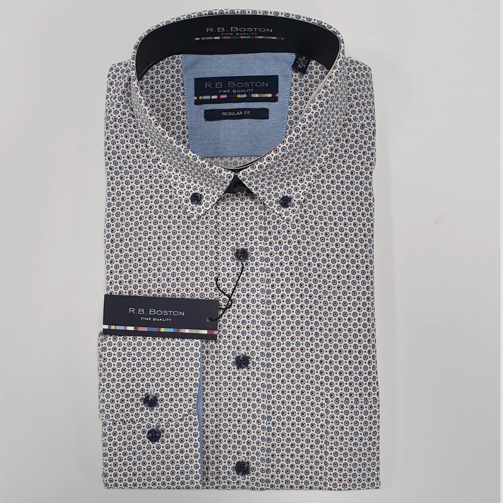 RB Boston Men's‎ Button Down Shirt Regular Fit Large Colour 307 Multicolor NWT